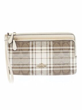 Coach Double Zip Monogram Plaid Wristlet NWOT